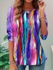 Women's T Shirt Ombre Graphic Geometric Basic Long Sleeve Round Neck Regular Tops Daily Sports Going out Print Summer