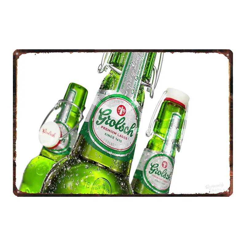 YZFQGrolsch Bière Lager Panneaux Décoratifs Hollandais Plaques Métalliques Pour Mur Bar Maison Art Décoration Restaurant 30X20CM DU-9120B