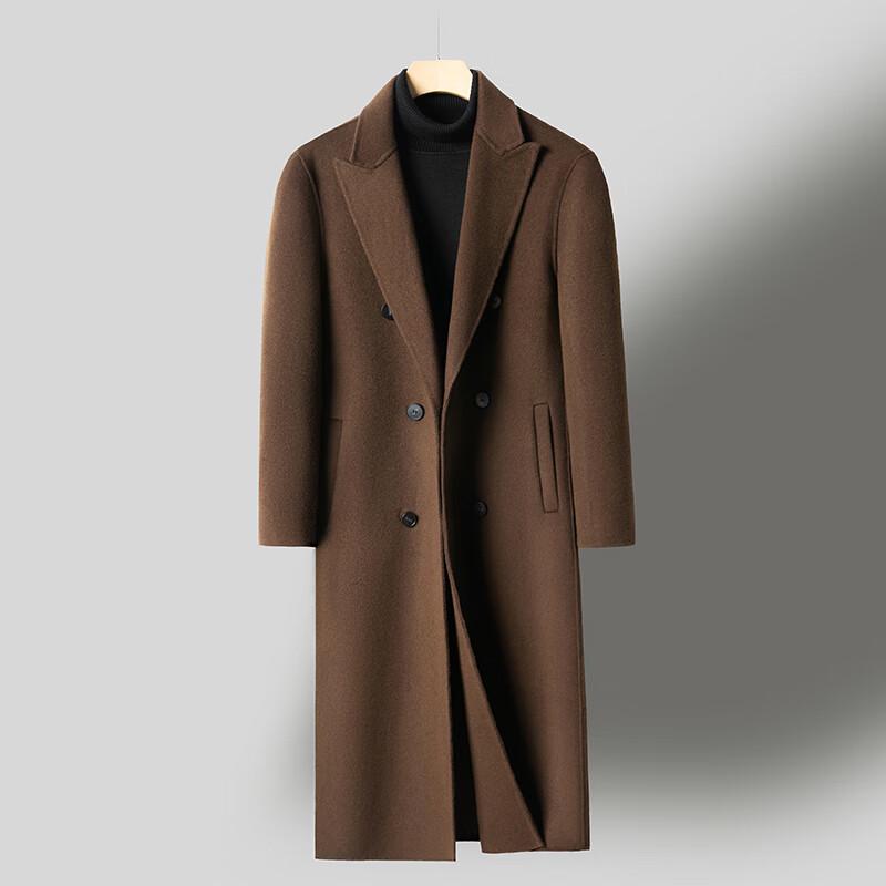 Firstview Men's Casual Mid-Length Double-Sided Wool Blend Overcoat