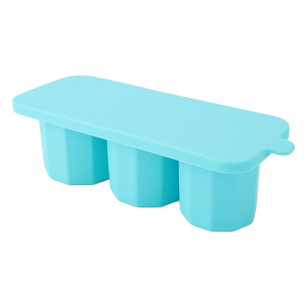 Tumbler Ice Mold Easy Fill Silicone 3 Cavity Hollow Cylinder Ice Ring for Whiskey Cold Drink Lake Blue