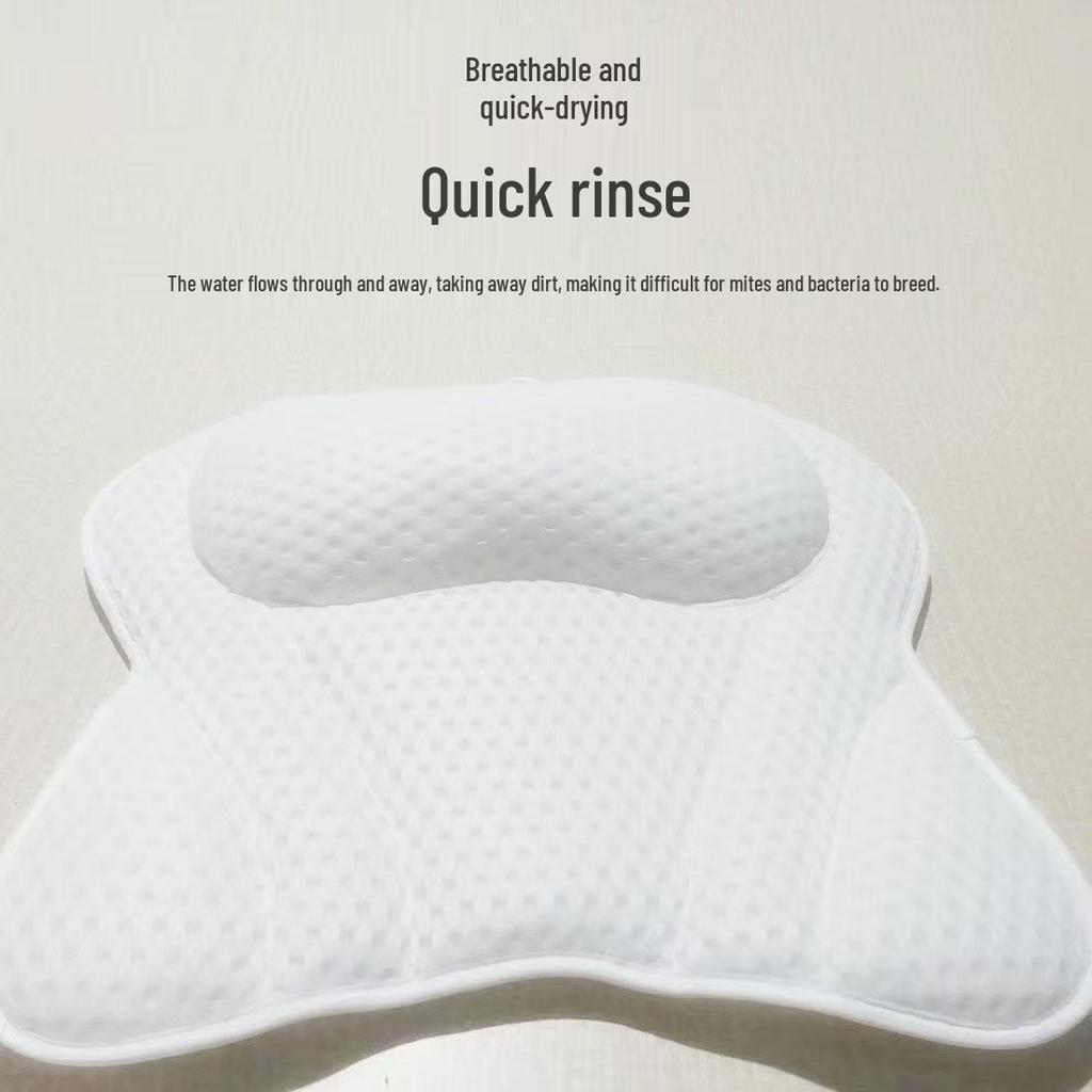 Machine Washable 4D Mesh Bathtub Pillow with Suction Cups