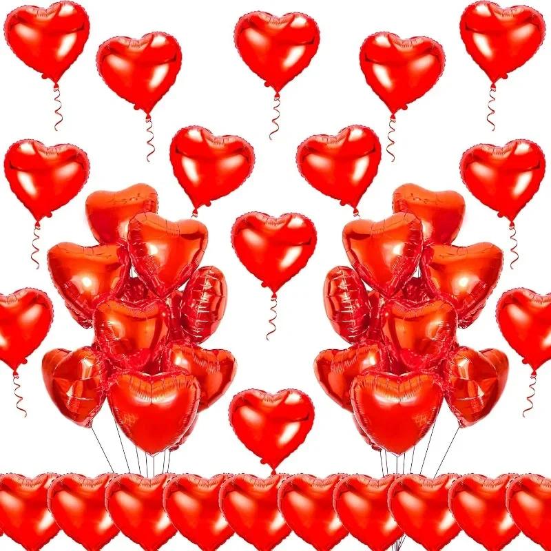 5/100Pcs 18inch Red Love Heart Shape Foil Balloons Wedding Decoration Birthday Party Gift Home Room Decor DIY Aluminum Air Balls