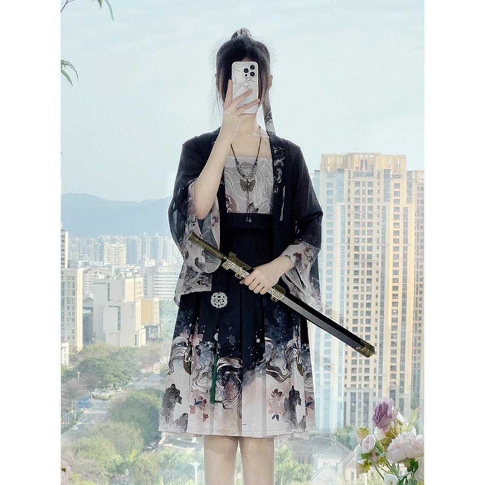 Chinese Song Dynasty Style Hanfu For Women Pleated Skirt Daily Set Spring And Autumn