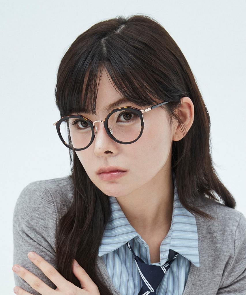 Alloaiweeo [Silverbite] Sbg9603 1824G Margaret Soltex Tortoise Eyeglass Frame Blue Light Lens Selection