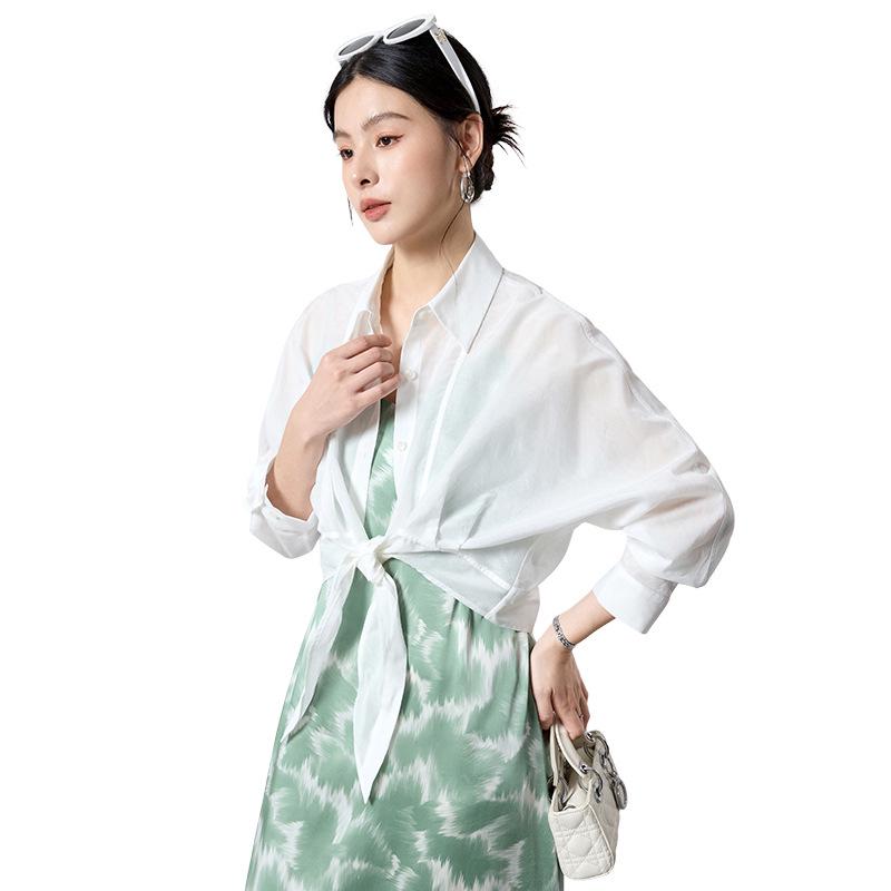 

Шелковая рубашка с воротником-стойкой и завязками в стиле тушь на шелке - Легкая, дышащая, стройнящая повседневная рубашка для женщин для офиса и на каждый день. Large