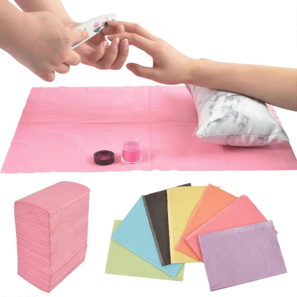 125Pcs Nail Art Table Mat Disposable Clean Pads for Nails Care Gel Polish Waterproof Tablecloths Manicure Tool Accessory  White