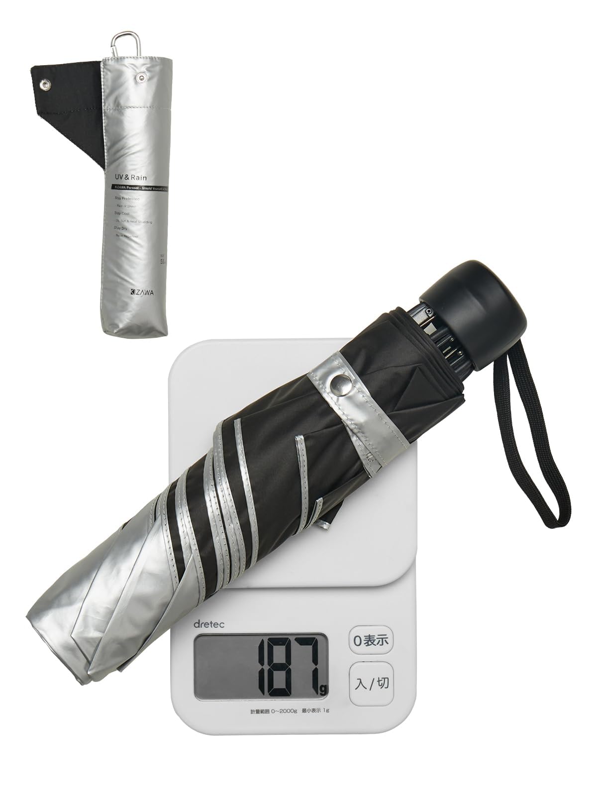 

KIZAWA Зонт от солнца и карбоновый карабин 55 см складной УФ-свет Полный уровень света 5 Вода Тепло Защита от обратного ветра Мужской зонт, Дождь, Сверхлегкое волокно,