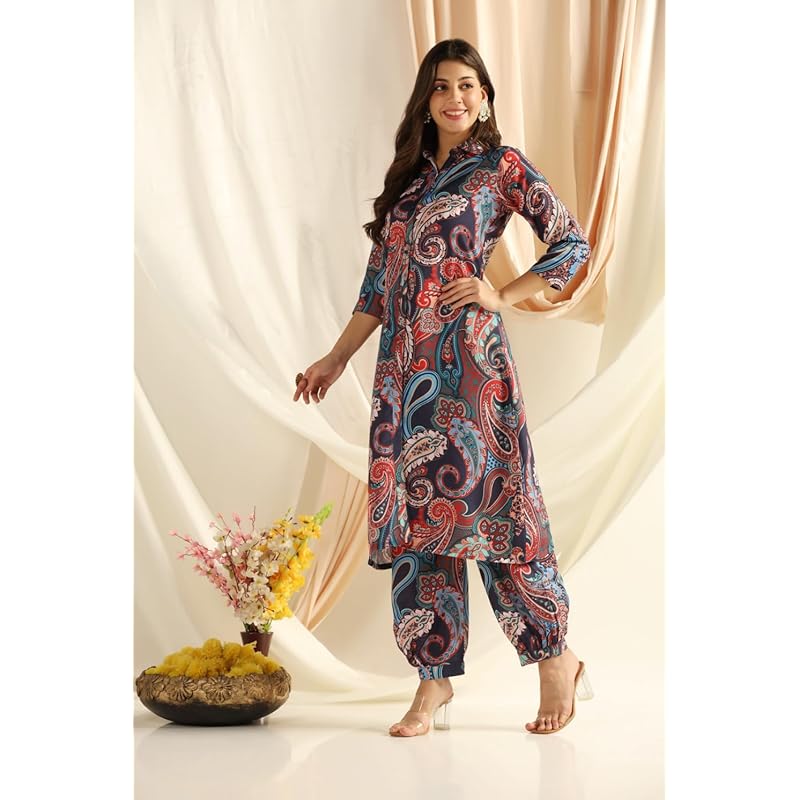 Leriya Fashion Ethnic Co Ord set | Casual Wear Pant Top Set | Fancy Co-Ord Set | Full Pair Set | Women Kurta Sets Kurtis 2XL синий