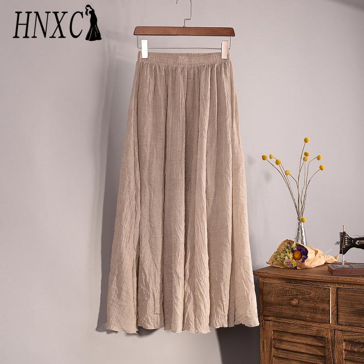 HNXC Women's Fashion Casual Solid Color Print Summer Spring Skirt