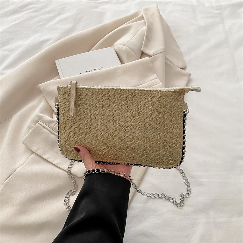 Envelope bag women's bag 2025 new casual retro chain small square bag fashionable shoulder bag woven messenger bag