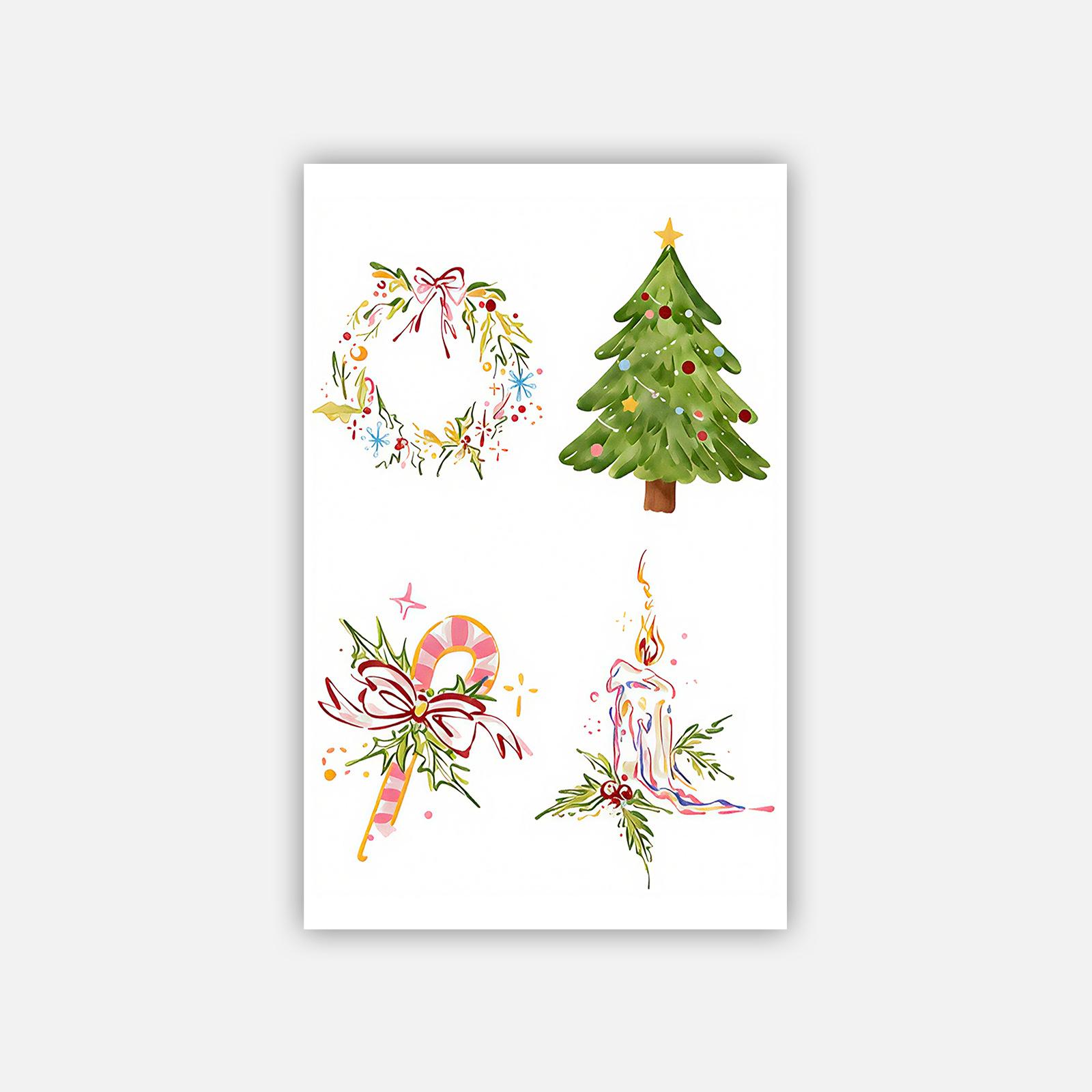 

Tattoo Stickers Cartoon Cute Stick Figure Christmas Elements Tattoo Stickers Waterproof And Long-Lasting Non-Reflective 12*19