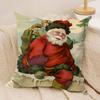Retro Christmas Santa Claus Cushion Cover Silky Short Plush Invisible Zipper Dustproof Sofa Pillow Case For Home Decor