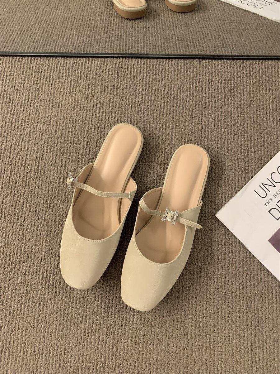 

Туфли Мэри Джейн с сумкой-головой и полутапочки, женская обувь на одну ногу, одинарные туфли на плоской подошве и с неглубоким вырезом 40 абрикосовый