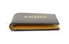 Fendi Logo Printed Short Double-Fold Calfskin Wallet For Men Black And Yellow