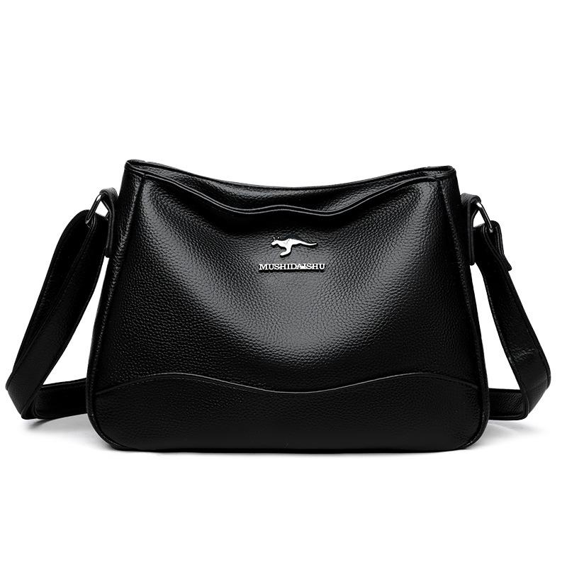 High-end soft leather women's bags, new fashionable and versatile large-capacity middle-aged mother bags, underarm bags, shoulder messenger bags.