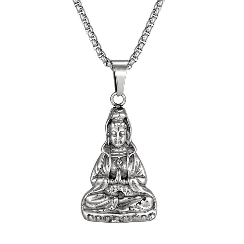 Guanyin Lotus Pendant Simple Hollow Necklace Pendant as a Gift for Ladies and Elders