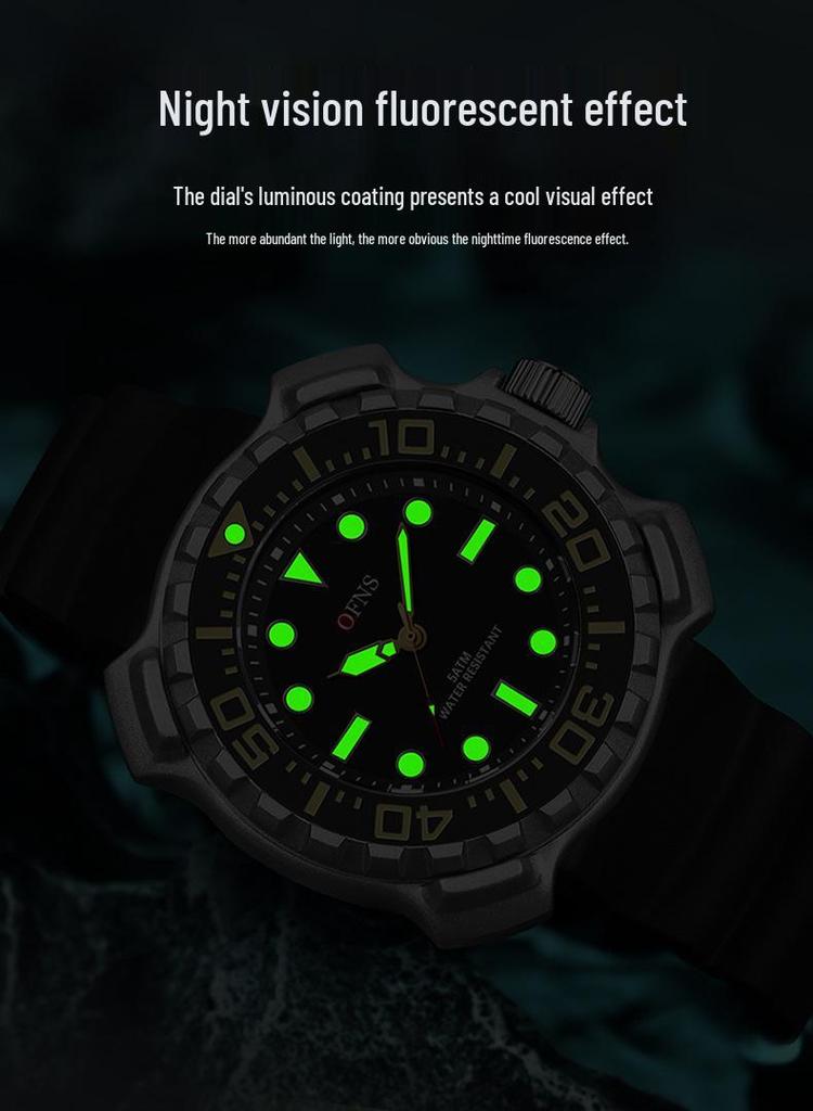 OFNS Quartz Luminous Silicone Strap Waterproof Sports Watch - Unisex Trendy & Simple Design