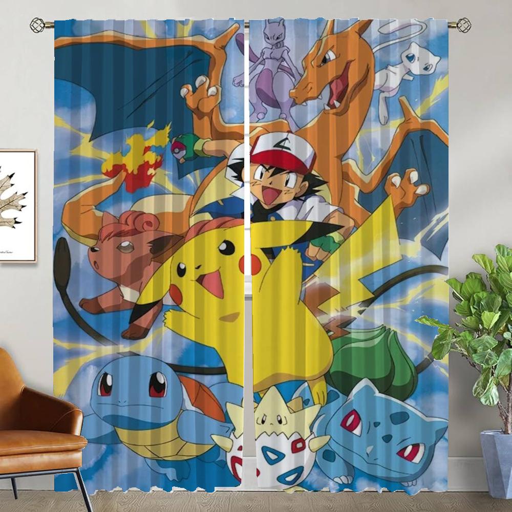 

Window Curtain for Room 2 Panel Pokemon Modern Living Room Curtains Home Interior Curtains Halloween Decoration Shades Partition W96xH213cmx2pcs-CL