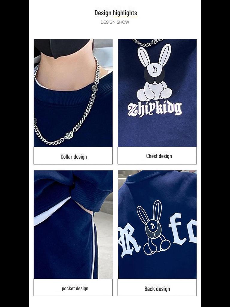 2023 Boys' Cartoon Sports Two-Piece Suit: Sweatshirt & Sweatpants for Spring/Autumn