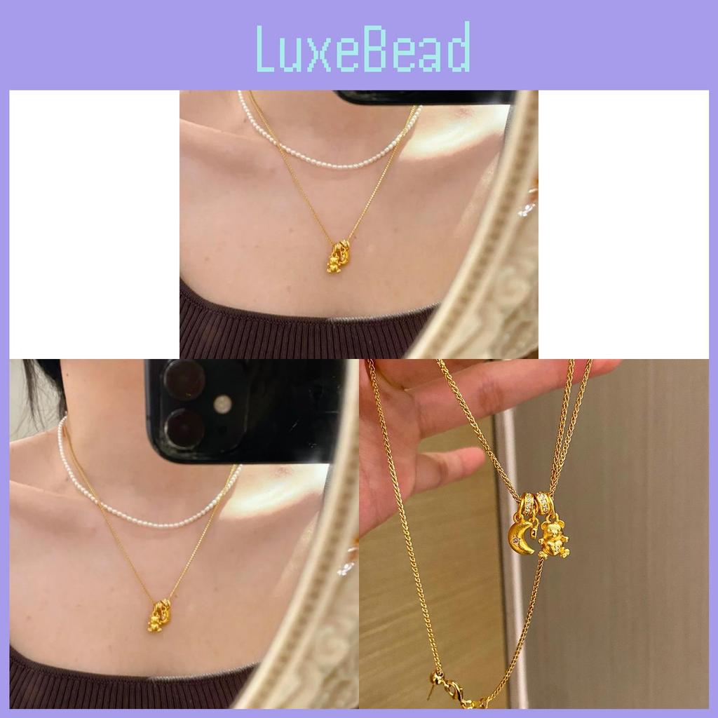 Simple Zircon Moon Bear Pendant Necklace For Girls Fashion Accessory Jewelry