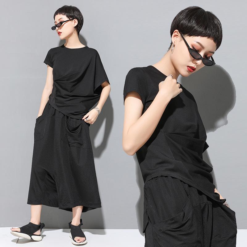 Trendy Asymmetrical Bat Sleeve T-Shirt - Summer Women's Niche Design