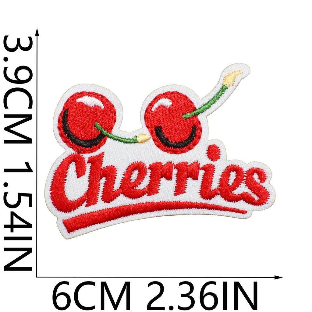 New Fruit Embroidery Cloth Sticker, Clothes Bag Decoration Patch Sticker, Cherry Small Mouth Computer Embroidery Stamp, Ironing