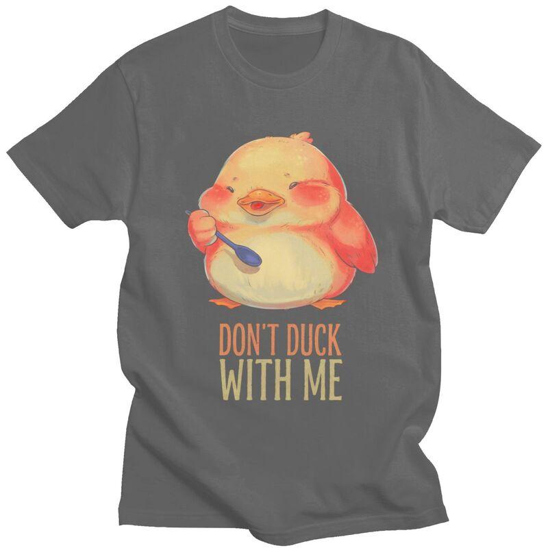 Dont Duck With Me Funny Duck T Shirt Unisex Women Short Sleeve Tshirts Casual Tee Tops Pure Cotton Loose Oversized Clothing
