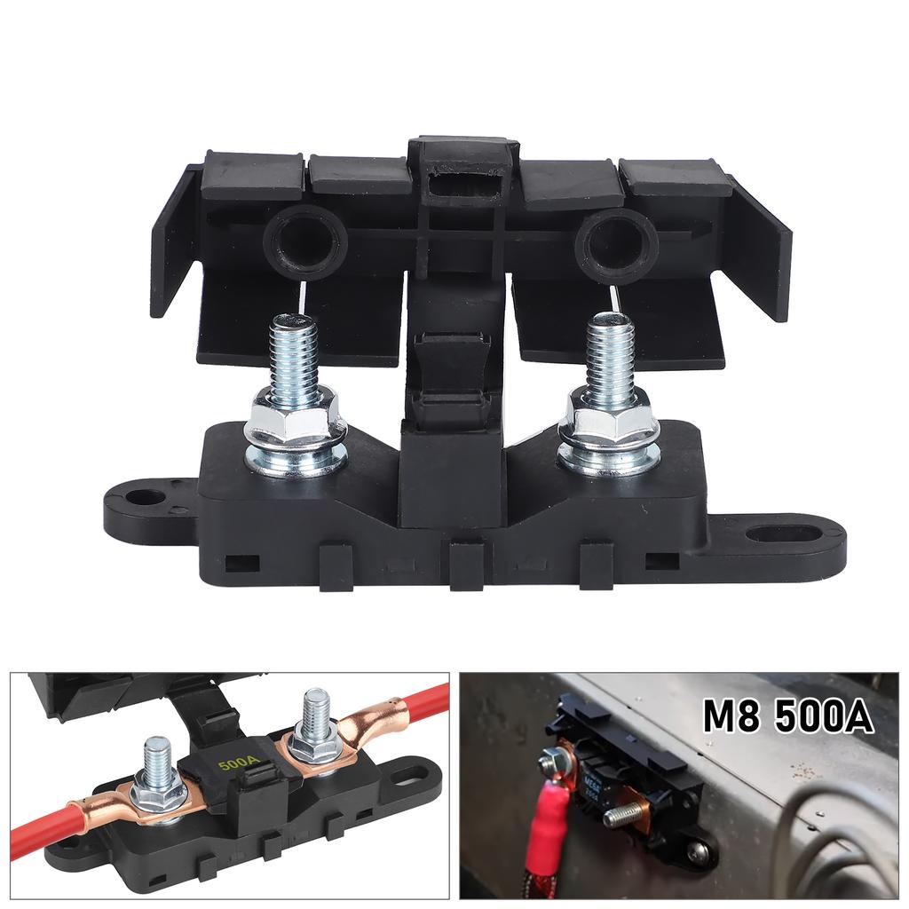 Fuse Holder Block M8 Studs For Marine Boat Automotive 40A-500A 70V Max Cover For MEGA ANL Bolt-On Blade Flat Type Fuse