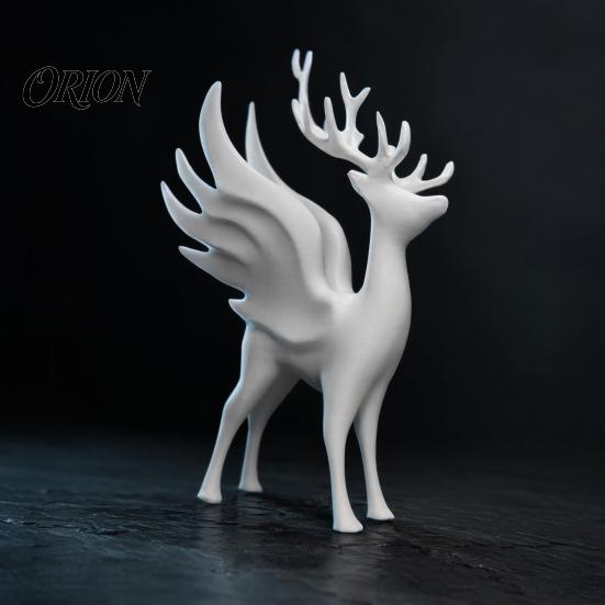 Decorative Reindeer with Wings Christmas Elk Statue Wings, 3D Printed Figurine, Modern Matte Black Standing Deer Sculpture for Dining Table,