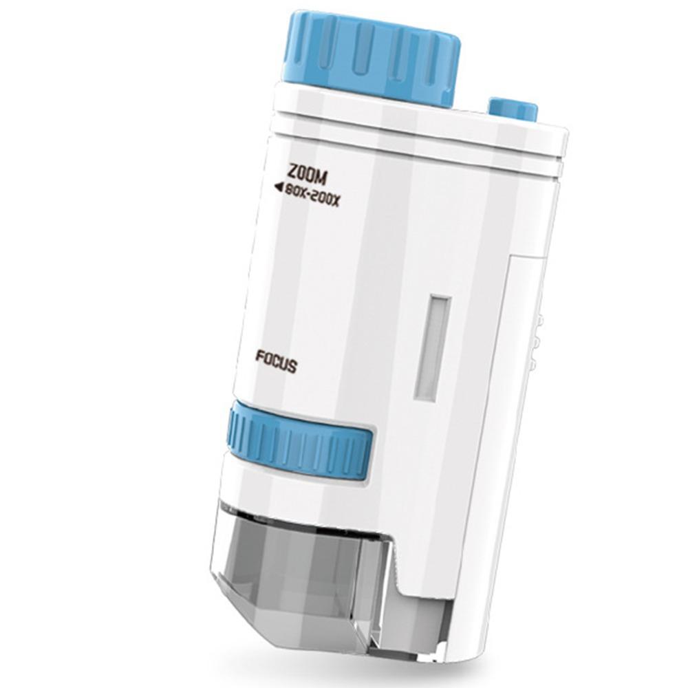 LED Light Pocket Microscope 80-200x Children Microscope Electric Mini Microscope  Learning
