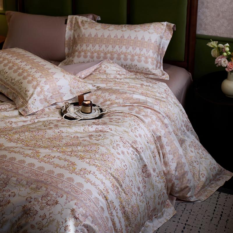 1200TC Egyptian Cotton Flowers Prints Luxury Queen King Size Bedding Set Duvet Cover Set Flat/Fitted Bed Sheet Pillowcases 4Pcs