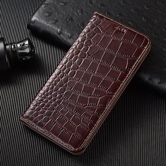 Per HONOR Magic7 Magic 8 7 Pro Lite 5G Custodia a Libro Fantasia Coccodrillo Copertura Magnetica Lusso Pelle di Mucca Vera Pelle Custodie Portafoglio
