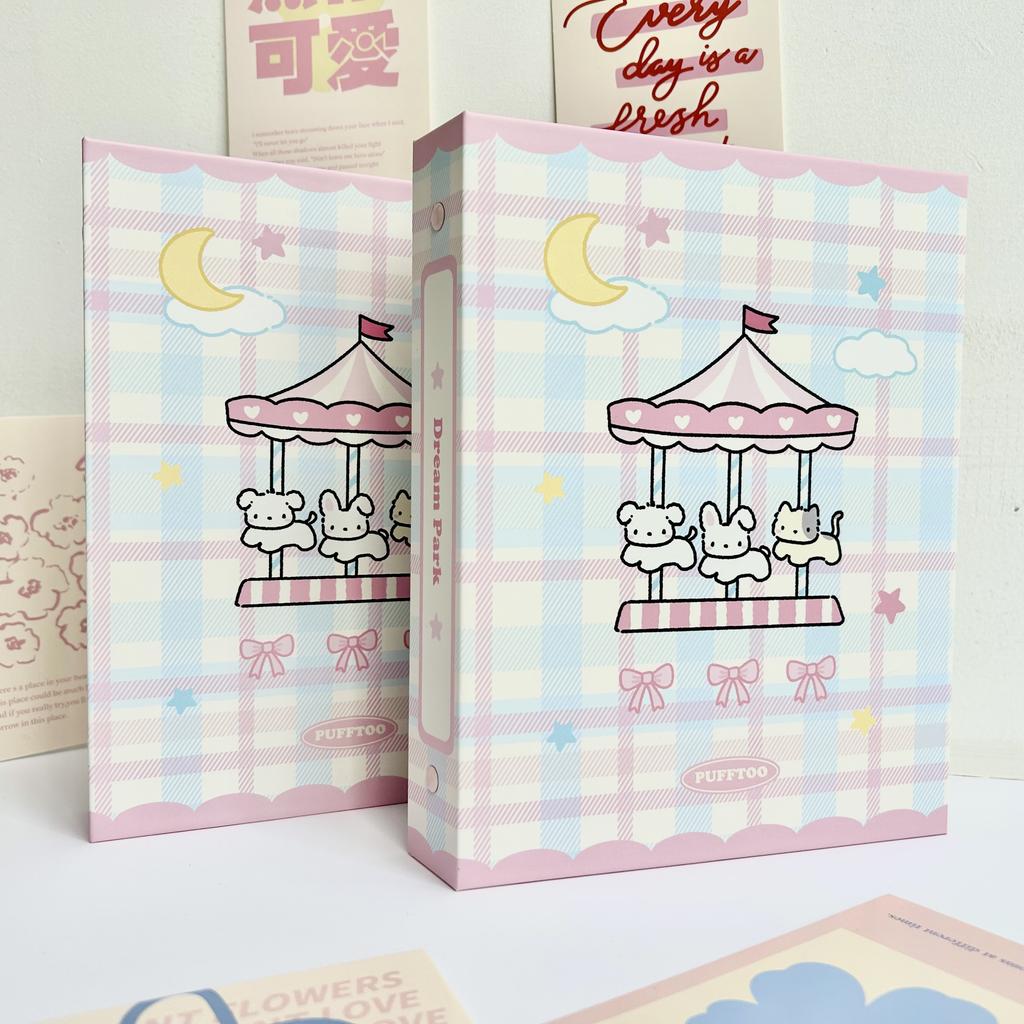 Cute Cartoon Binder A5 Photocard Collect Book Kpop 4grid 3inch Photo Holder Idol Photo Album Loose-leaf Notebook