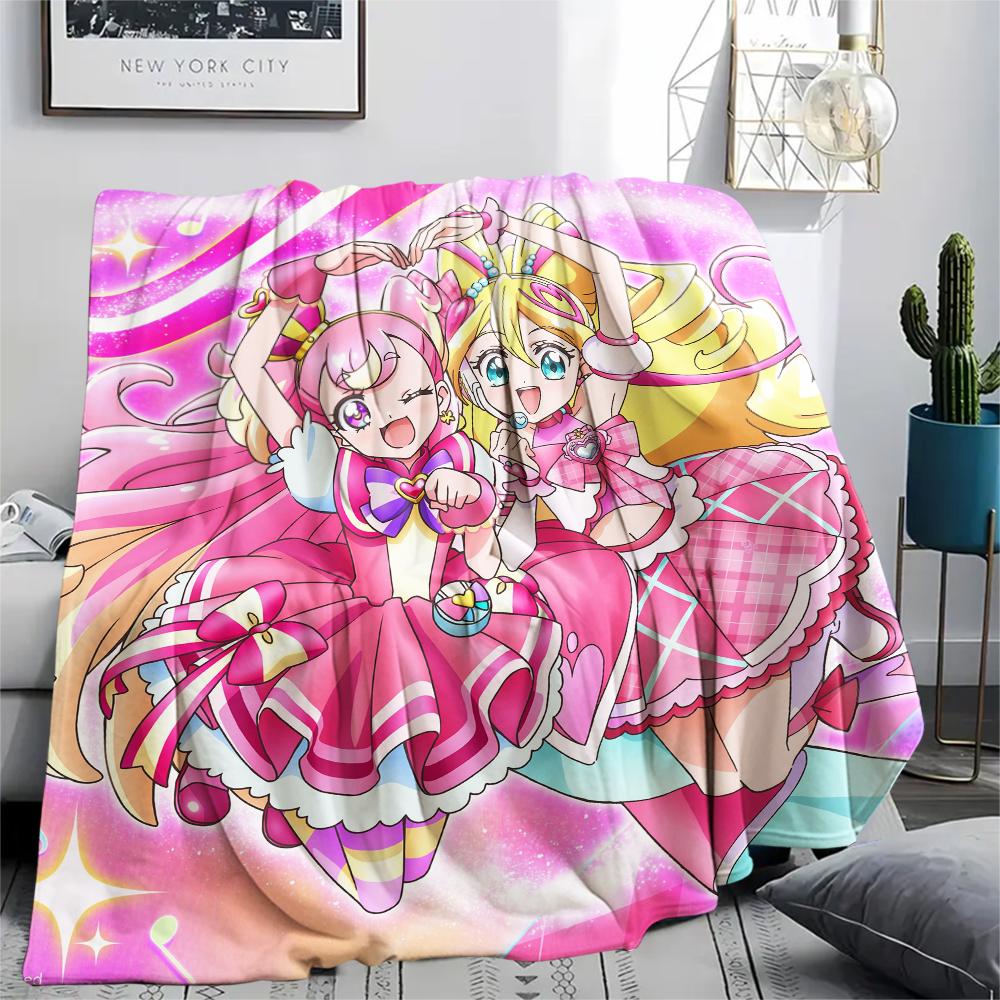 Pretty Cure Best Friends pattern Flannel Blanket, High quality Comfortable for All Seasons, Home Decor, Warmth and Comfort, Perfect for Gifts.