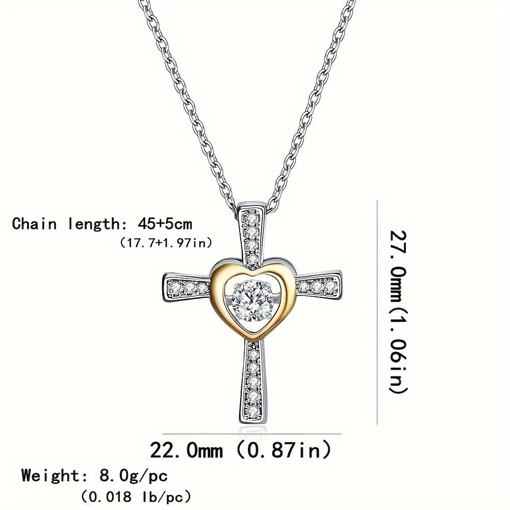 A stainless steel love Bible cross zircon dynamic pendant necklace, a gift for your girlfriend on Valentine's Day, birthday or Thanksgiving