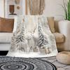 White Gold Christmas Deer Throw Blanket, Elegant Festive Home Decor