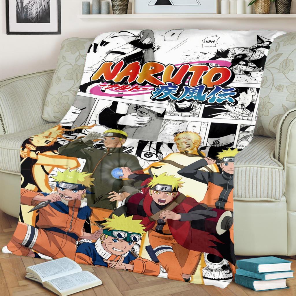 Anime-Naruto Print Blanket Warm Comfortable Flannel Blanket for Bedrooms, Sofas, Beds, Chairs, Picnics, Travel -LXR49