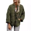 Women's Quilted Zip-Up Jacket with Square Stitch Design, Loose Fit, Multiple Color Options