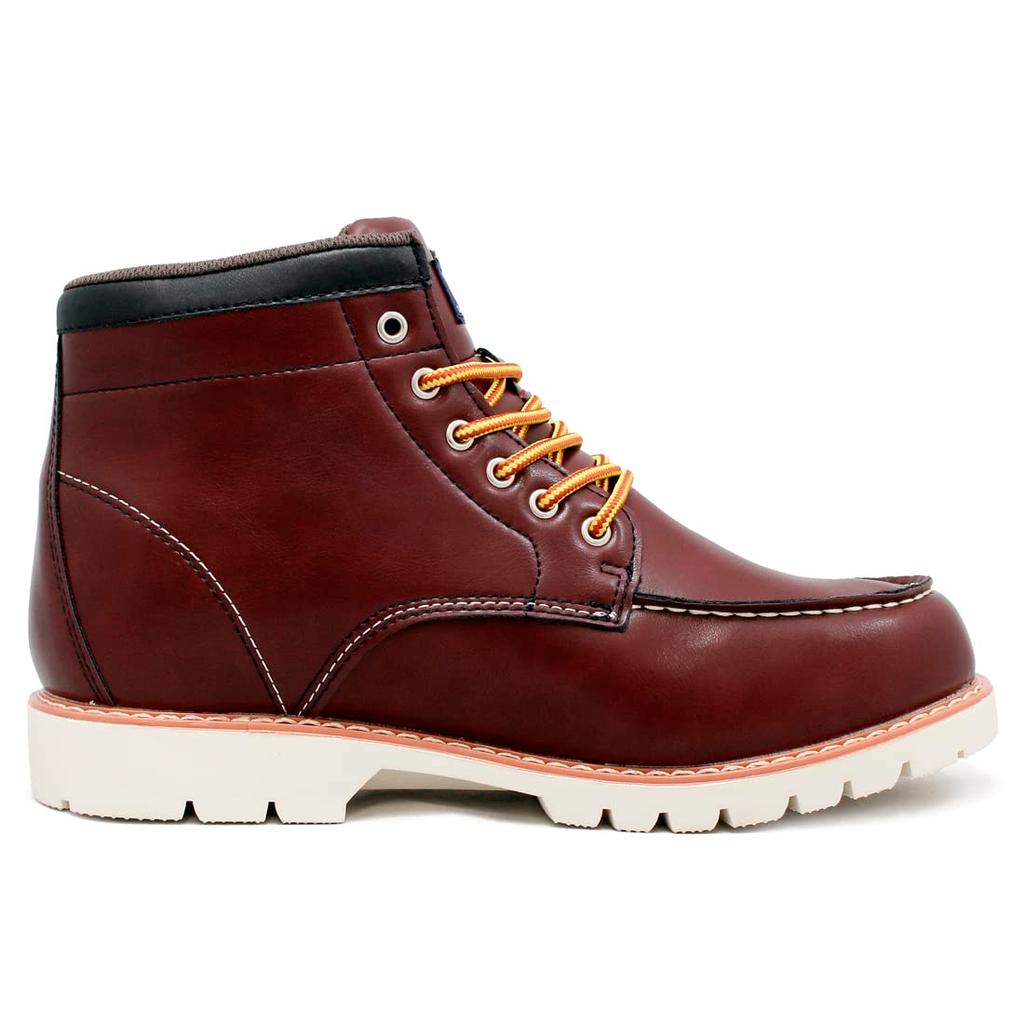 Edwin Waterproof Work Short Moccasin Boots with Moc PU Size Men's Boots, Toe, Leather, Non-Slip, Color Wine, EDM8700, 26.5cm