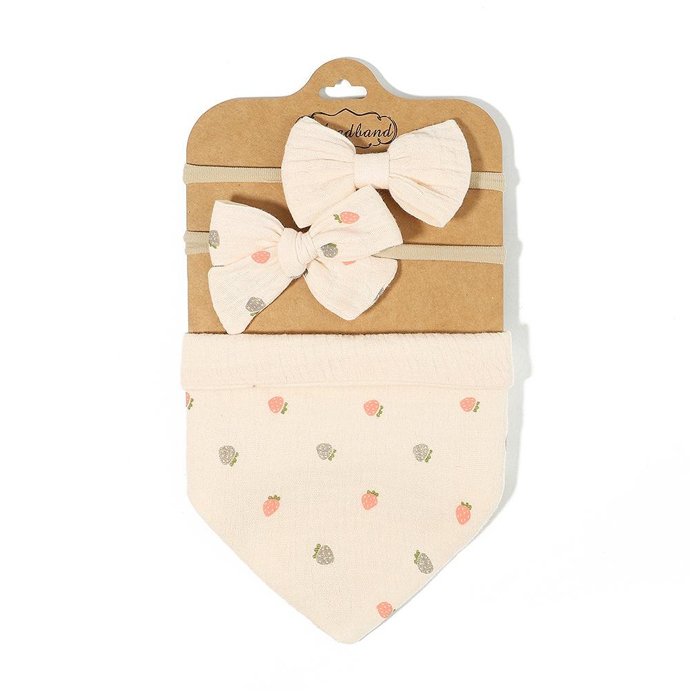 3 szt./zestaw Muślinowa Bawełna Nadruk Śliniak Noworodek Kokardki Opaska Trójkątny Ręcznik Śliniak Niemowlę Chłopiec Dziewczynka Karmienie Odbijanie Akcesoria do Włosów Dziecka