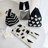 Women's Knot Wrist Bag Handmade Knitted Bag Portable Mini Striped Tote Bucket Phone Bags Large Capacity Autumn Winter Handbags
