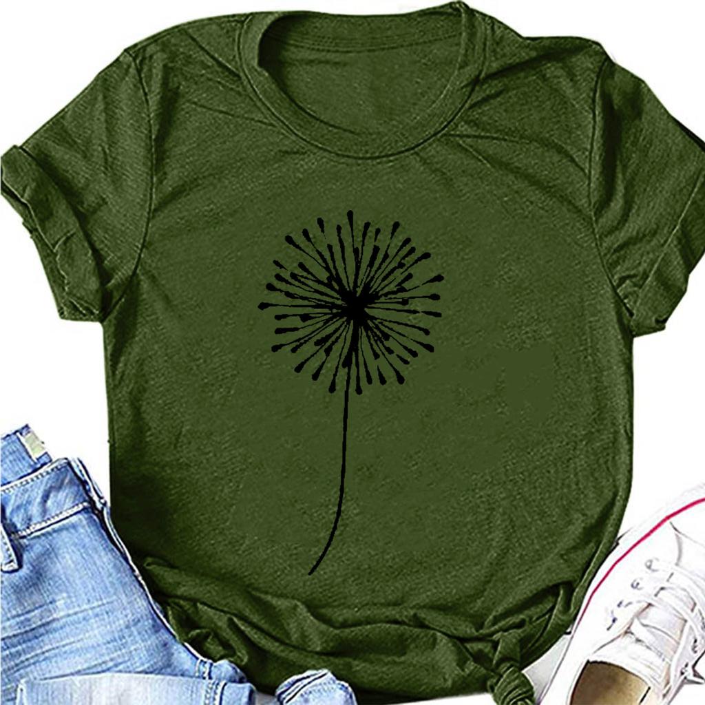 Women Casual Printing Short Sleeves  Loose T-Shirt Blouse Tops