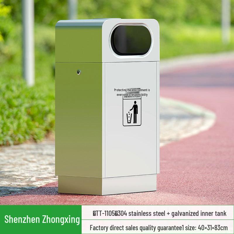 Stainless Steel Outdoor Trash Can: Large Sanitation Bin for Fruit Peels and Waste