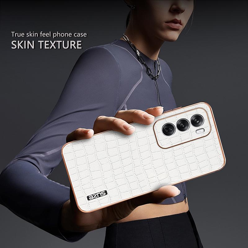 Luxury Fashion Crocodile Pattern Electroplating Design Leather Phone Case For OPPO Reno 13 12 12Pro 5G Back Cover