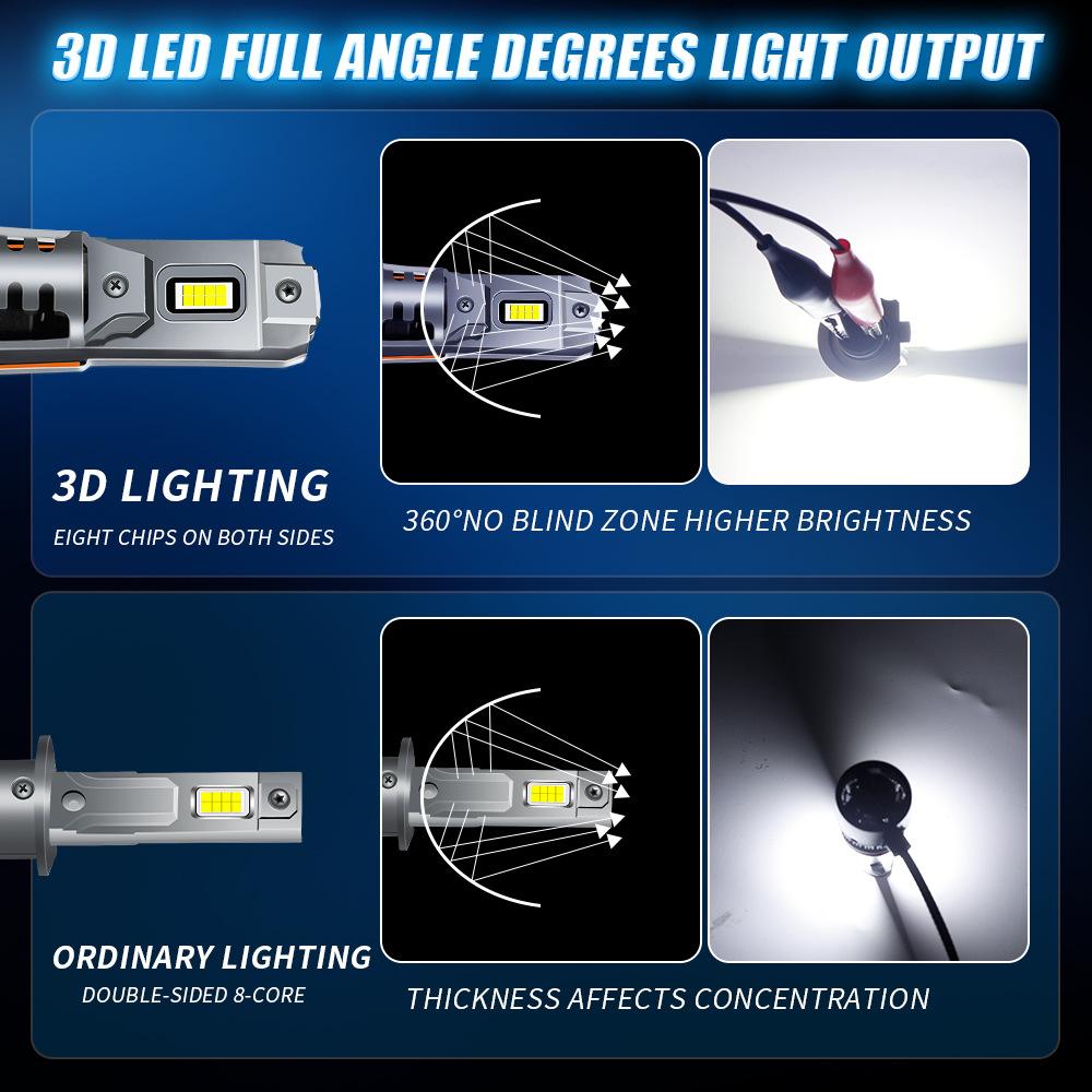 H7 integrated plug-in car lights, double-sided 8 LED beads car headlights, set of two