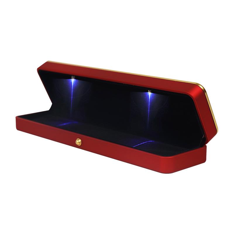 Round LED Jewelry Box with Gold Edge for Rings, Necklaces, and Bracelets