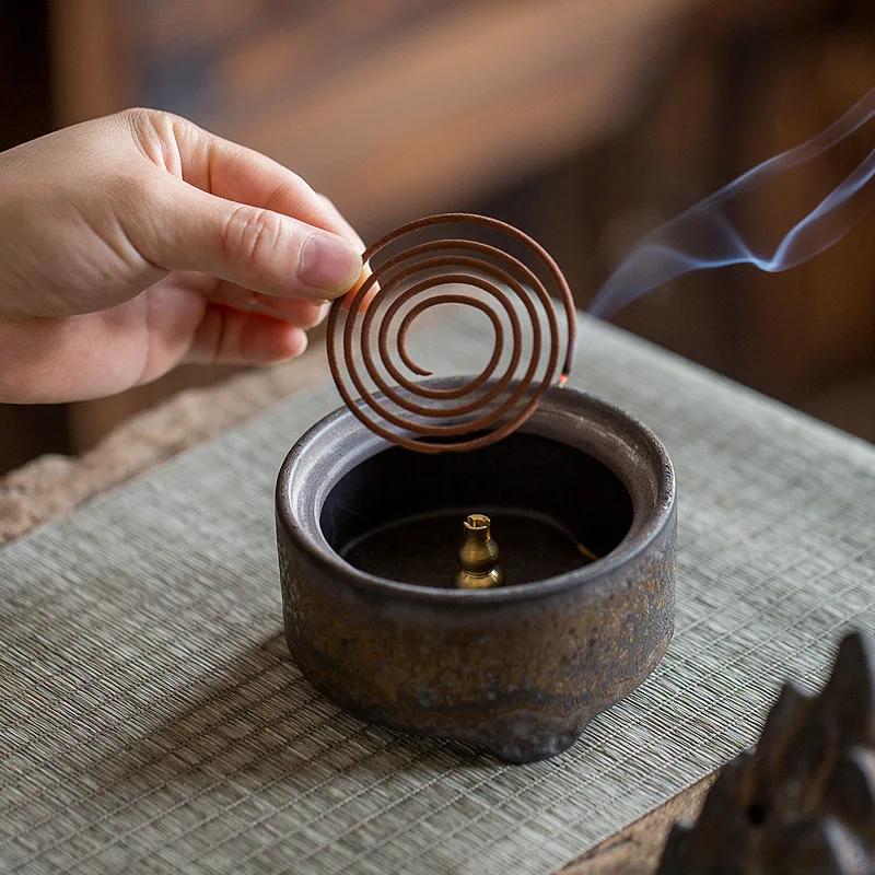 Vintage Ceramic Wire Incense Burner Home Indoor Zen Incense Burner Agarwood Sandalwood Burner Tibetan Incense Holder