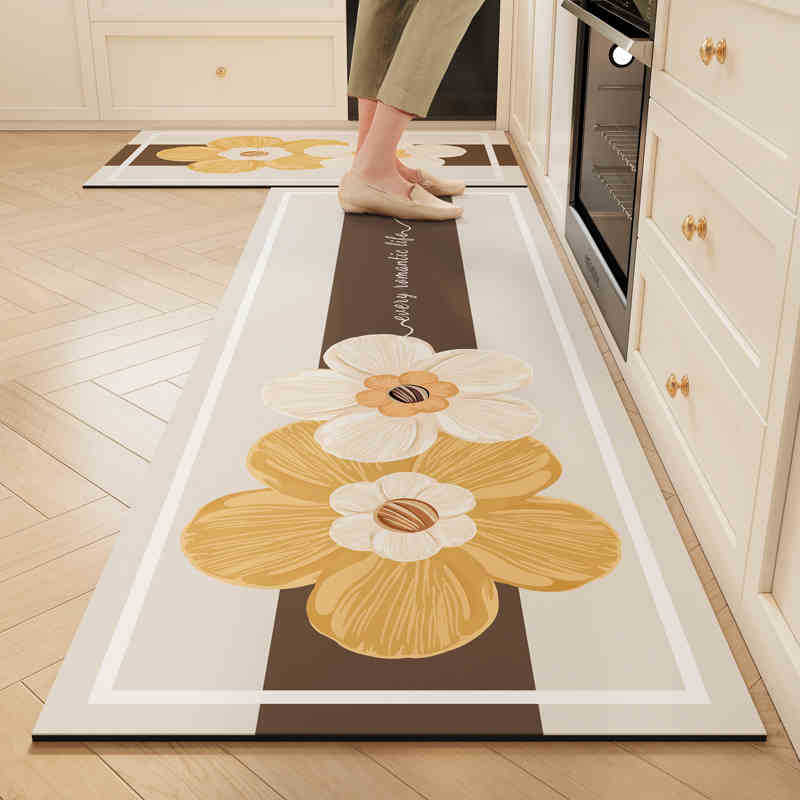 Modern Simple Kitchen Floor Mat, Long Water-Absorbing Quick-Drying, Easy To Take Care Of, Diatom Mud Floor Mat, Household Anti-Skid And