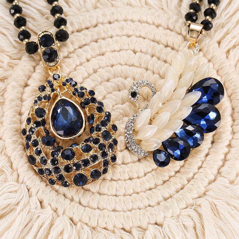 Versatile Women's Fashion Crystal Flower Necklace - Trendy Sweater Chain and Simple Pendant Jewelry