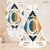 Women Plus Size Two Piece Set Geometric Printed Round Neck 3 4 Sleeve Open Cardigan Sleeveless Tie Waist Flared Dress
